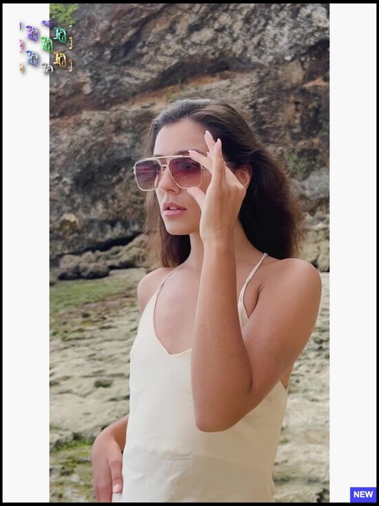 Retro Oversized Square Sunglasses Unisex Double Bridge Metal Frame UV Protection